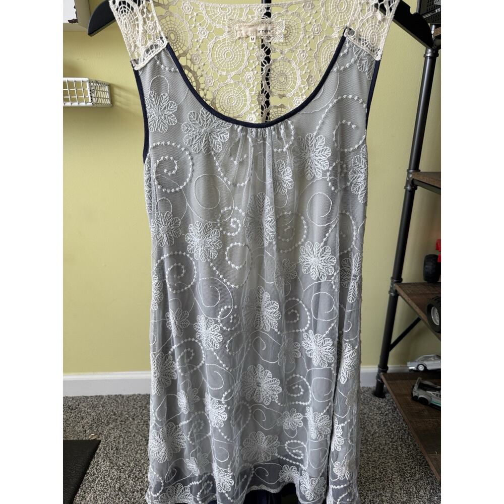 a’reve Lace Embroidered Dress M Boho Cottagecore Y2K Crochet Back Fairycore